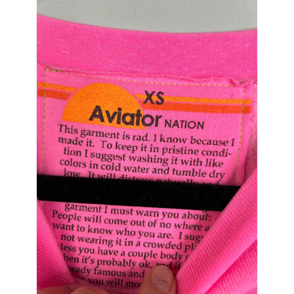 Aviator Nation University of Texas Neon Pink Rainbow Striped Sweatshirt XS Bolt - Picture 8 of 11